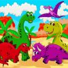 Cute Cartoon Dinosaurs Diamond Painting