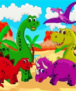 Cute Cartoon Dinosaurs Diamond Painting