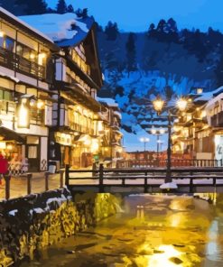 Ginzan Onsen Night Diamond Painting