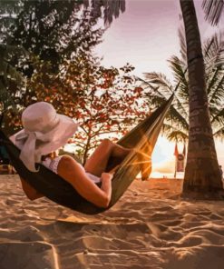 Girl Relaxing In Beach Diamond Painting