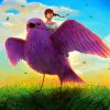 Girl With Purple Bird Diamond Painting