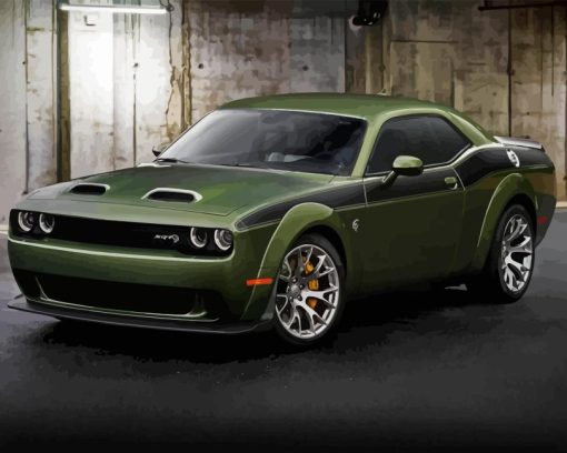 Green Dodge Challenger Diamond Painting