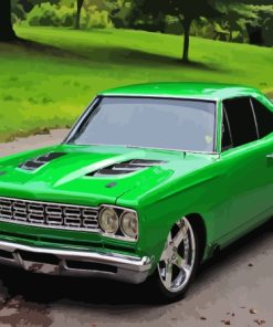 Green Roadrunner Car Diamond Painting