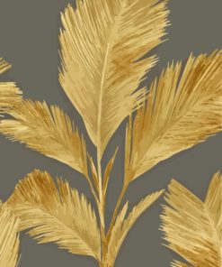 Grey And Gold Leaves Diamond Painting