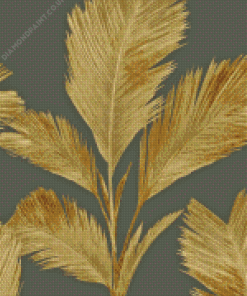 Grey And Gold Leaves Diamond Painting