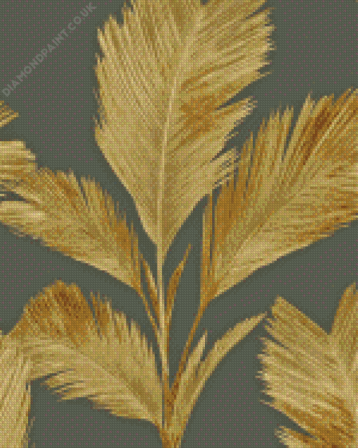 Grey And Gold Leaves Diamond Painting