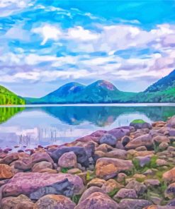 Jordan Pond Landscape Diamond Painting