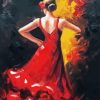 Lady With Red Dress Diamond Painting