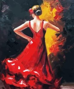 Lady With Red Dress Diamond Painting