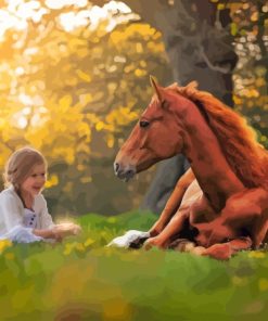 Little Girl With Horse Diamond Painting