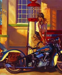 Motorcycle Gas Station Diamond Painting