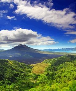 Mount Batur And Lake Diamond Painting