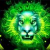 Neon Green Lion Diamond Painting