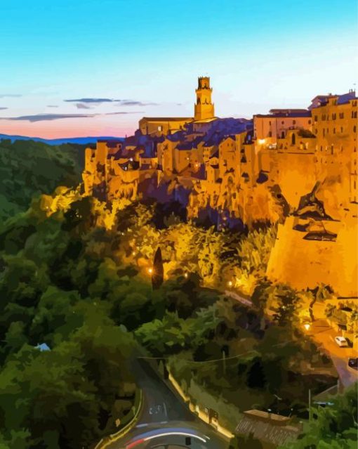 Pitigliano Buildings Diamond Painting