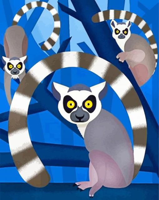 Ring Tailed Lemurs Diamond Painting