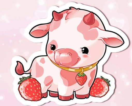 Strawberry Cow Diamond Painting