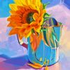 Sunflower In Blue Jar Diamond Painting