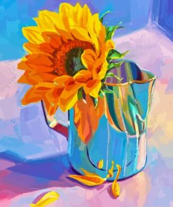 Sunflower In Blue Jar Diamond Painting