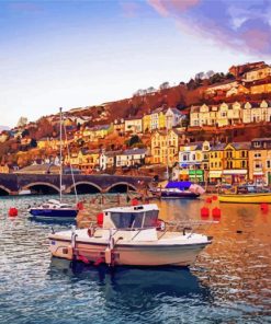 Sunset At Looe Harbour Diamond Painting