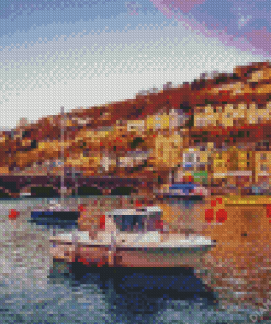 Sunset At Looe Harbour Diamond Painting