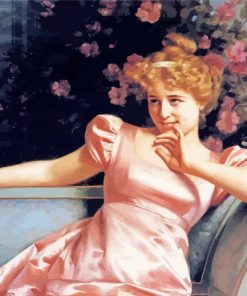 Victorian Girl In Pink Diamond Painting