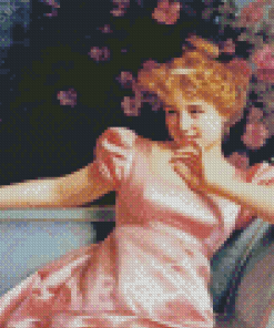 Victorian Girl In Pink Diamond Painting