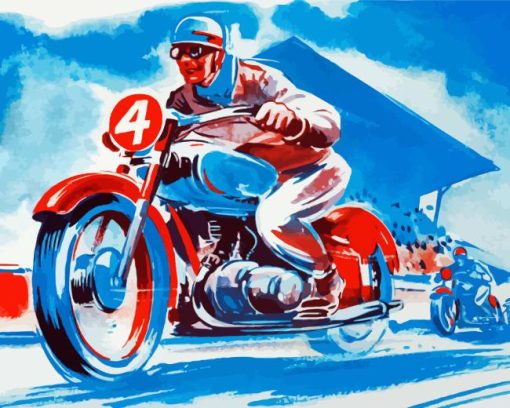 Vintage Speedway Motorcycle Diamond Painting