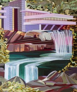 Waterfall House Fallingwater Diamond Painting