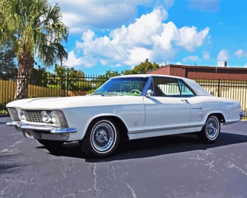 White 63 Riviera Car Diamond Painting