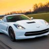 White Chevrolet Stingray Diamond Painting