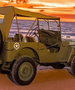 Willys Jeep By Sea Diamond Painting