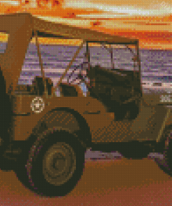 Willys Jeep By Sea Diamond Painting