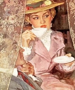 Woman Drinking Tea Diamond Painting