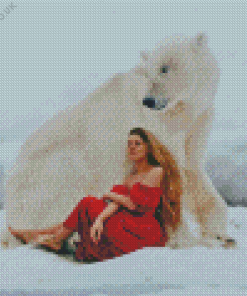 Woman In Red Dress Diamond Painting