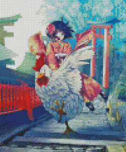 Anime Girl Riding Bird Diamond Painting