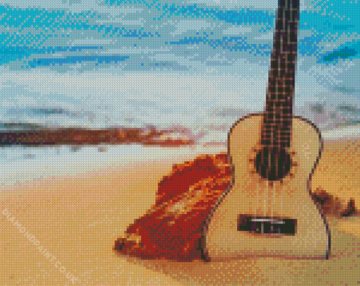 Beach Guitar Sunlight Diamond Painting