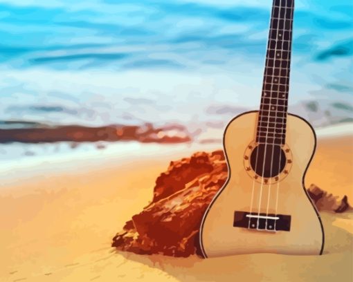 Beach Guitar Sunlight Diamond Painting