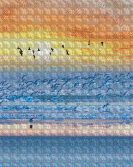 Beach With Seagulls Diamond Painting