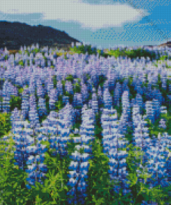 Blue Lupines Flowers Diamond Painting