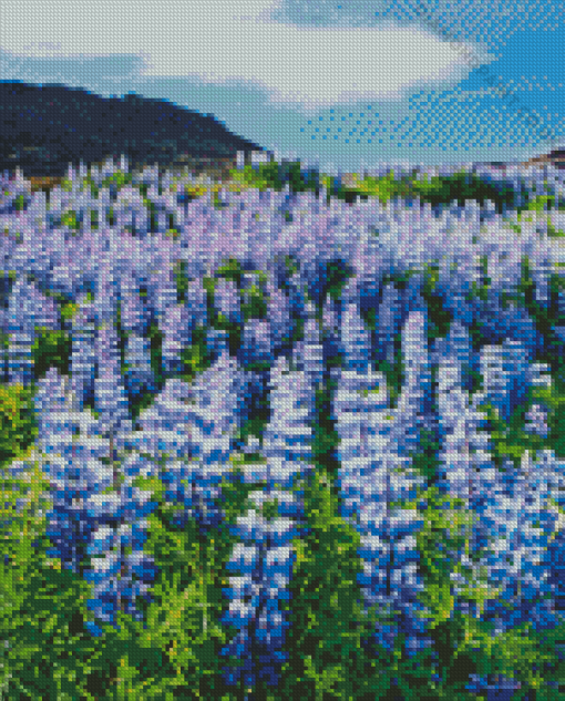 Blue Lupines Flowers Diamond Painting