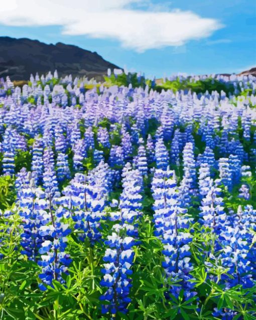 Blue Lupines Flowers Diamond Painting