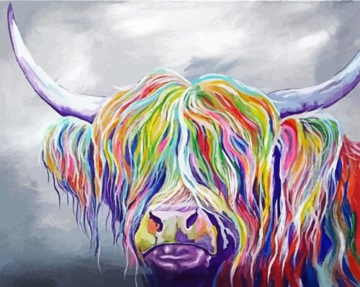 Colorful Highland Cow Diamond Painting