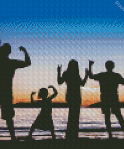 Family Beach Silhouette Diamond Painting