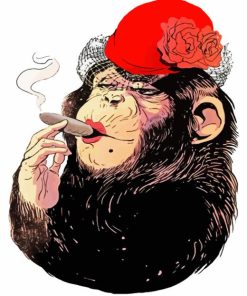 Female Monkey Smoking Diamond Painting