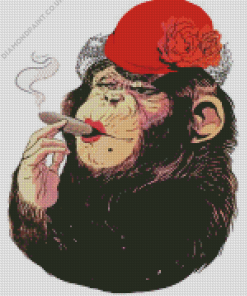 Female Monkey Smoking Diamond Painting