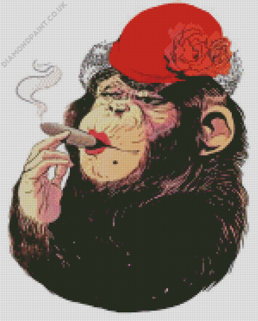 Female Monkey Smoking Diamond Painting