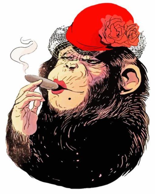 Female Monkey Smoking Diamond Painting