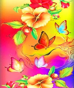 Flowers And Butterflies Diamond Painting