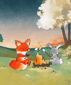 Fox And Rabbit Diamond Painting