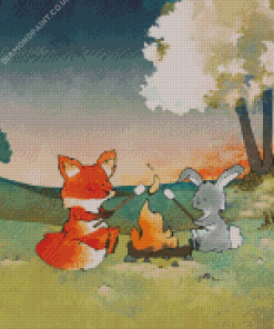 Fox And Rabbit Diamond Painting